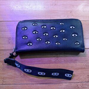 ✨ Min & Mon Francis Black Leather Wallet — All Over Eyes Design ✨